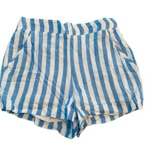 Copper Key Girls Stripe Pull-On Cotton Lined Casual White Blue Shorts Small